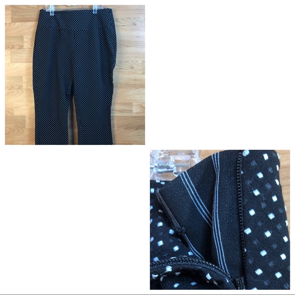 Cabi Size 6 White Square Pattern on Black Super Stretchy Cropped Pants